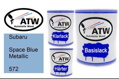 Subaru, Space Blue Metallic, 572: 1L Lackdose + 1L Klarlack + 500ml Härter - Set, von ATW Autoteile West.